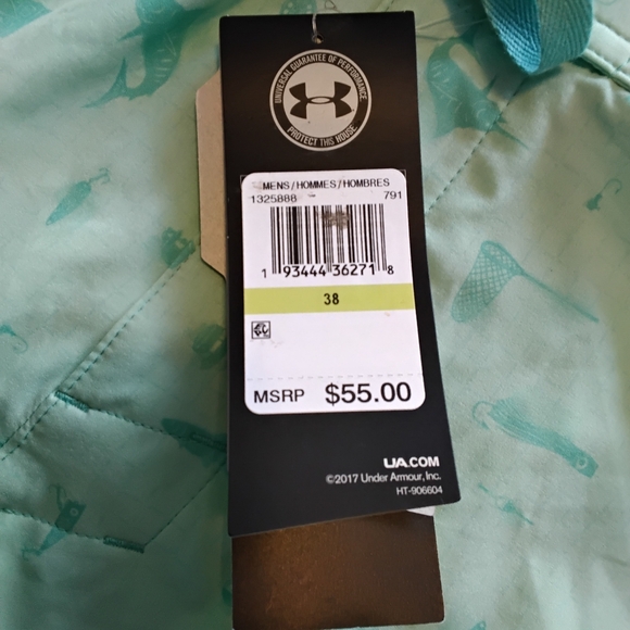 Under Armour Men's size 38 fishing themed swim trunks heat gear New with tags - Picture 3 of 8